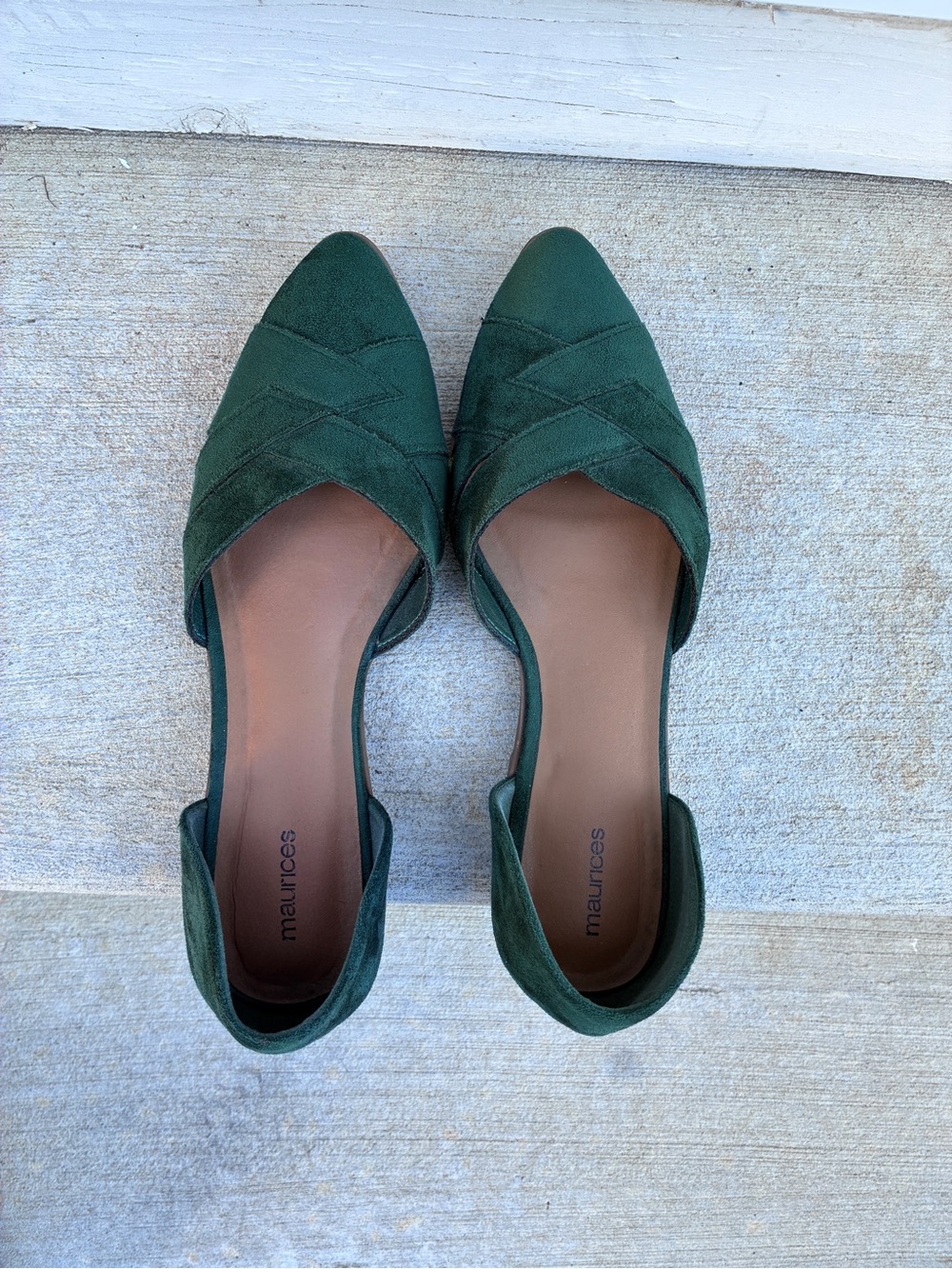 Maurices Dark Green Suede-Look D'Orsay Pointed Flats